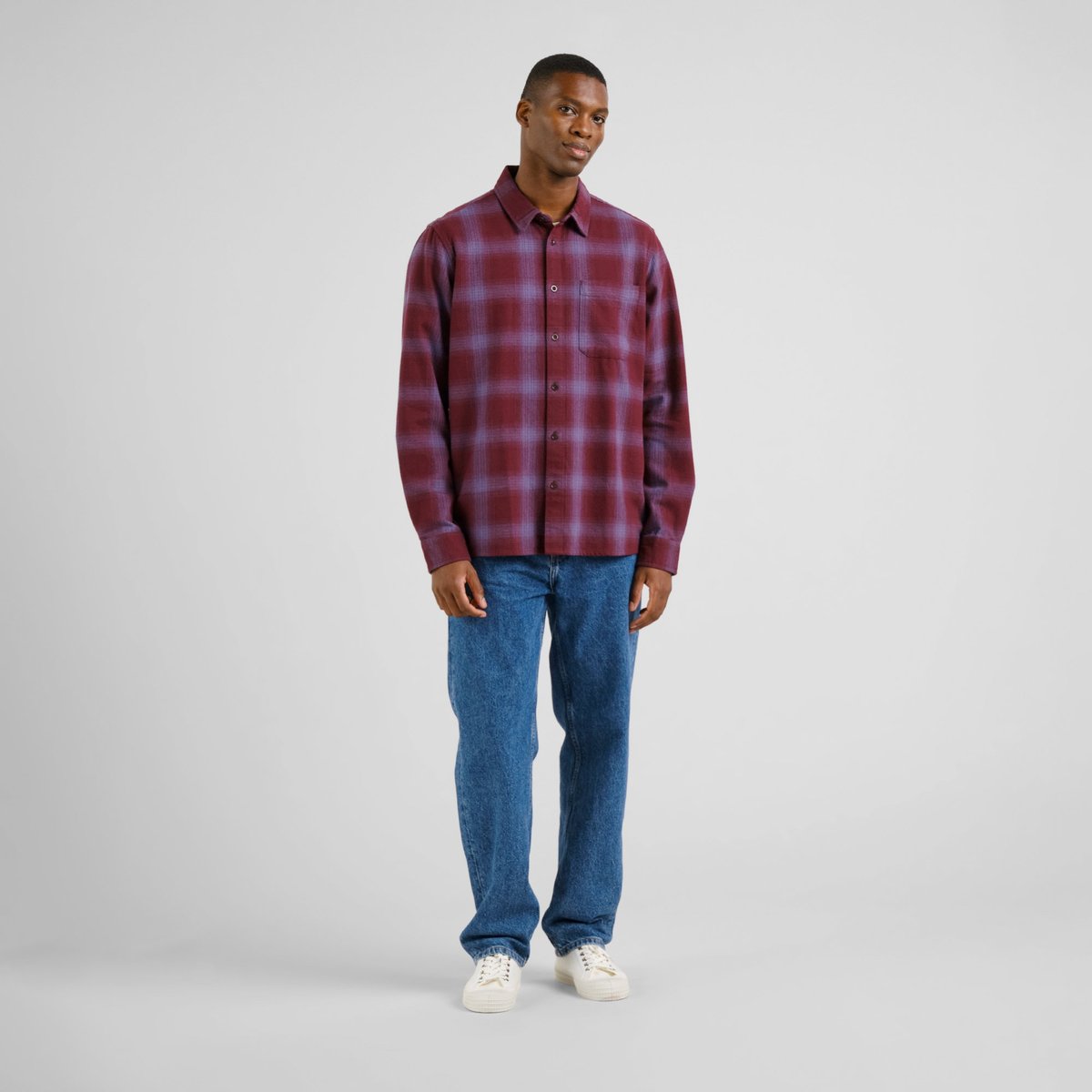 Shirt Rute Flannel Shadow Check Fig Red