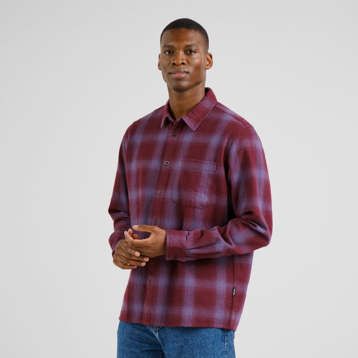 Shirt Rute Flannel Shadow Check Fig Red