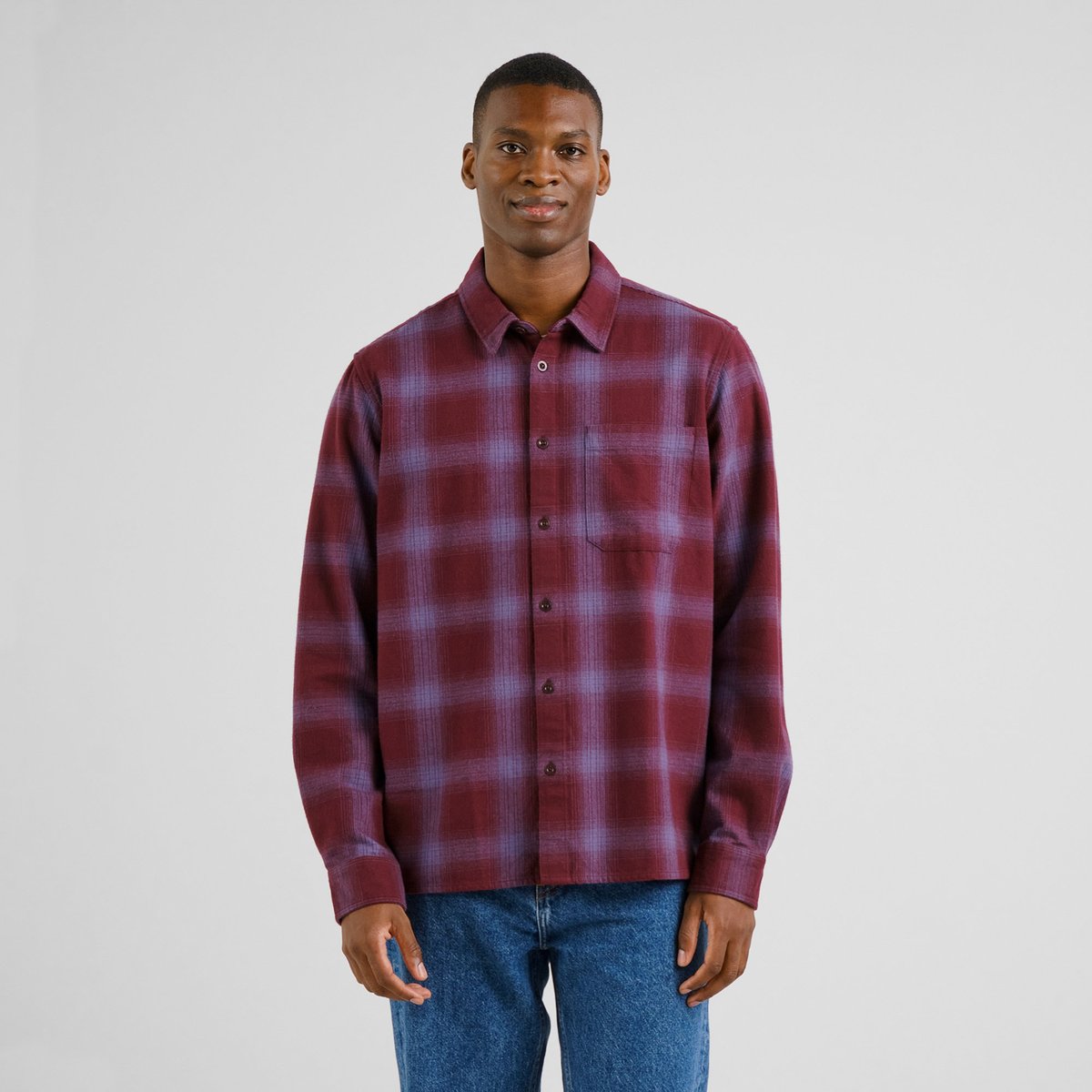 Shirt Rute Flannel Shadow Check Fig Red