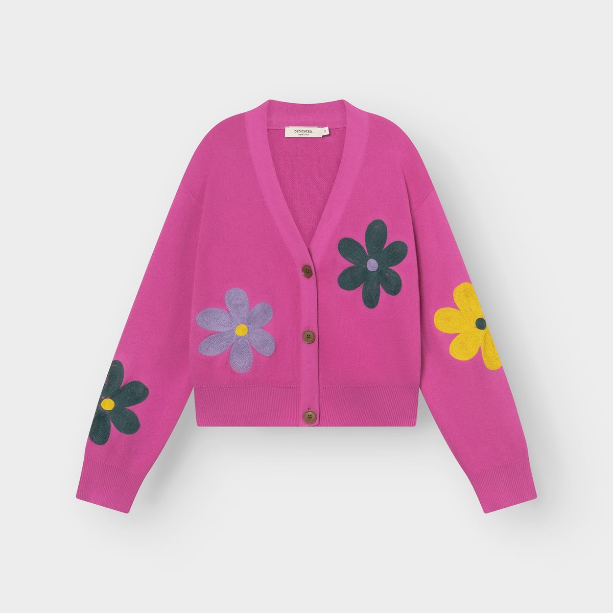 Cardigan Kanan Application Flower Violet Pink