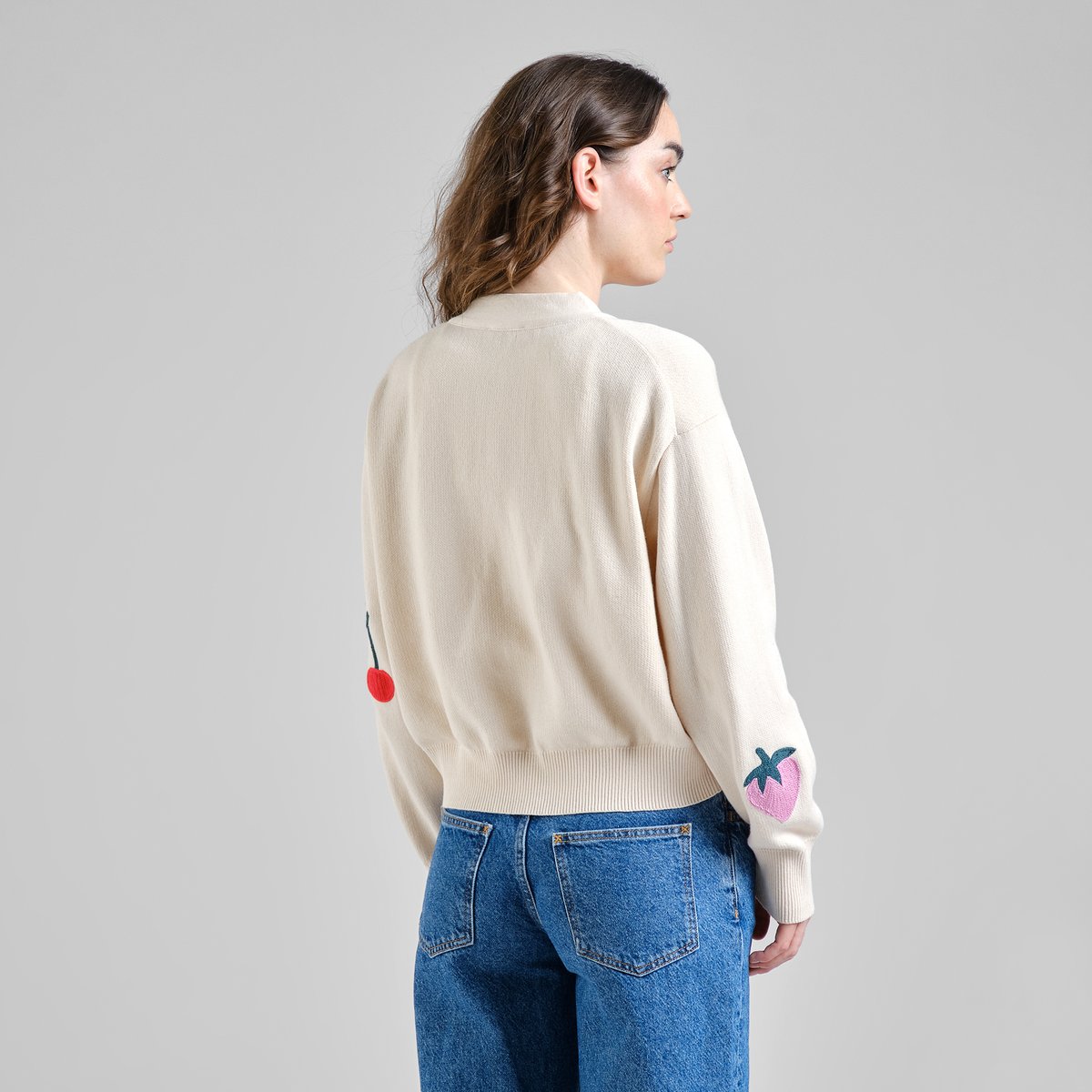 Cardigan Kanan Application Berries Vanilla White