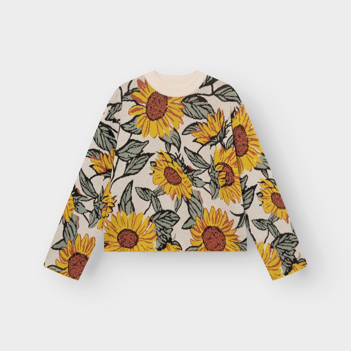 Sweater Limhamn Sunflower AOP Vanilla White