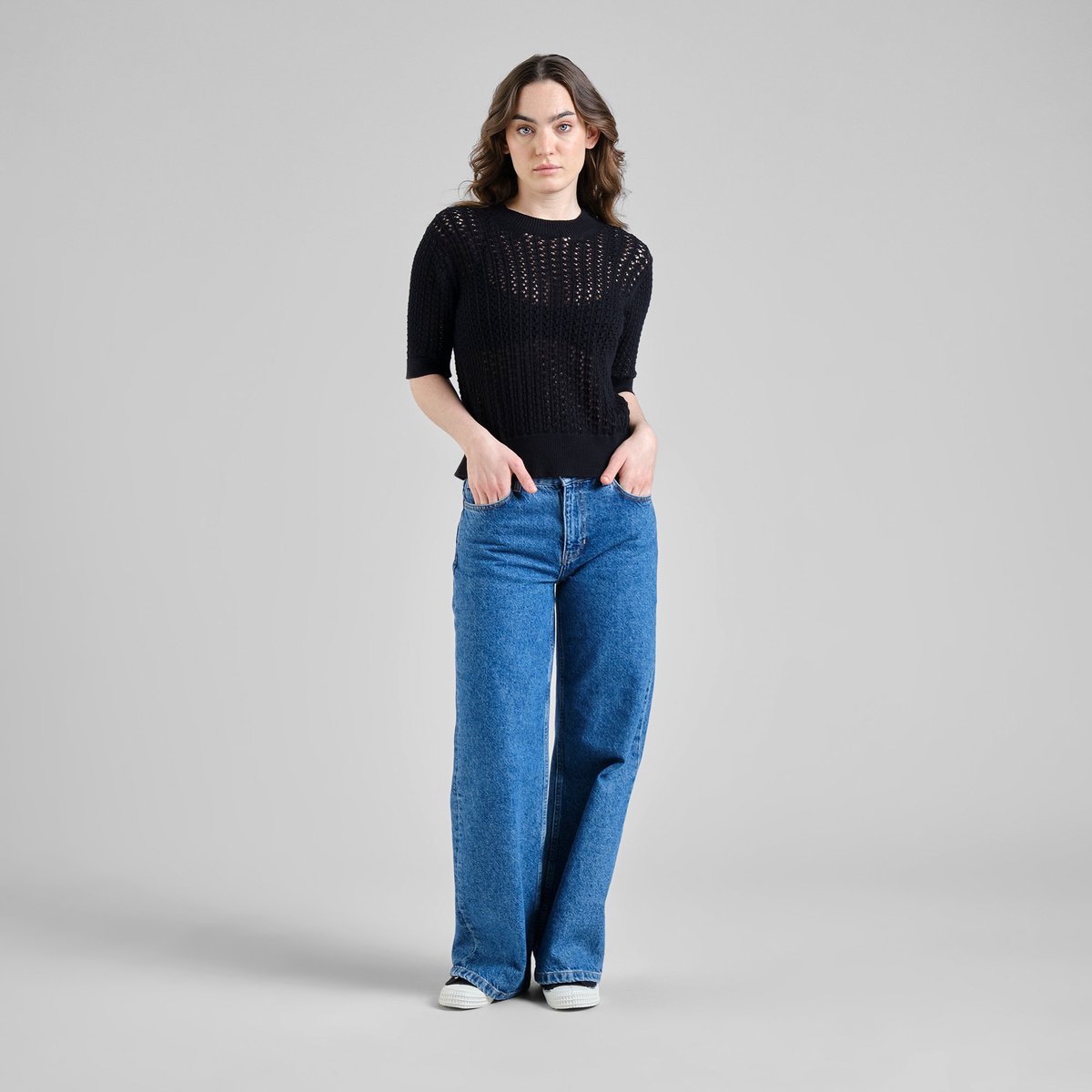 Knitted T-shirt Flen Crochet Black