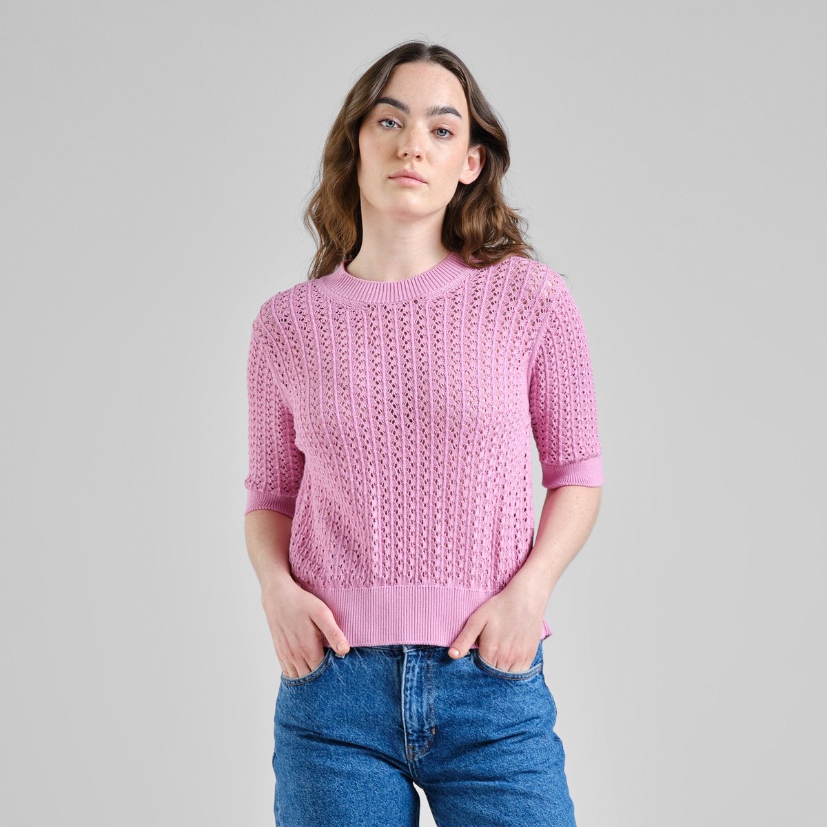 Knitted T-shirt Flen Crochet Moonlite Pink
