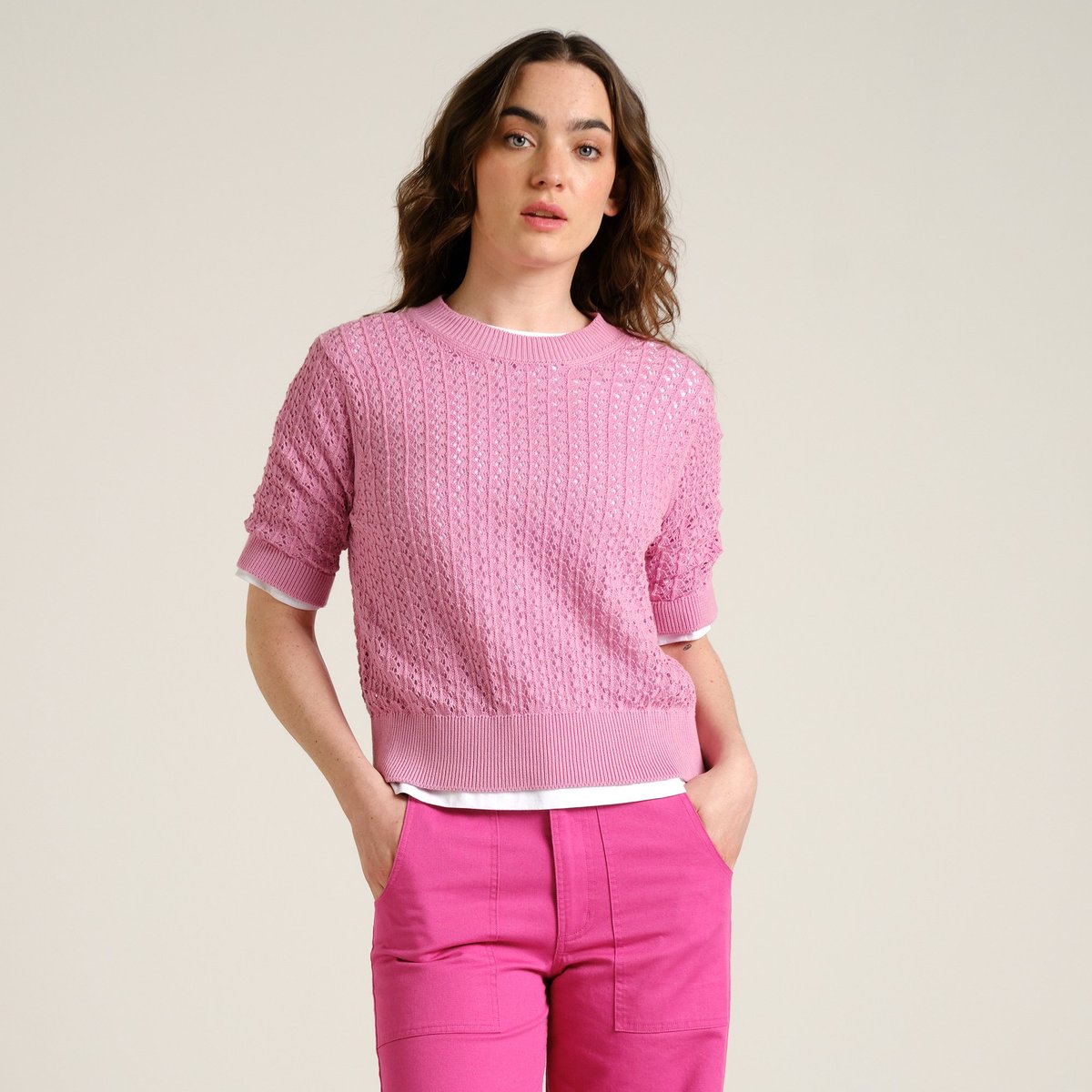 Knitted T-shirt Flen Crochet Moonlite Pink