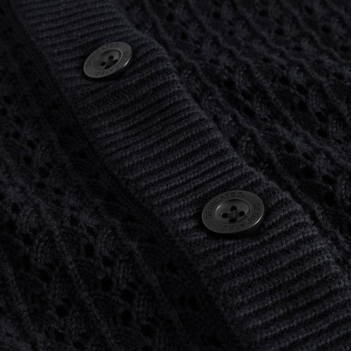 Knitted Cardigan Rosendal Crochet Black