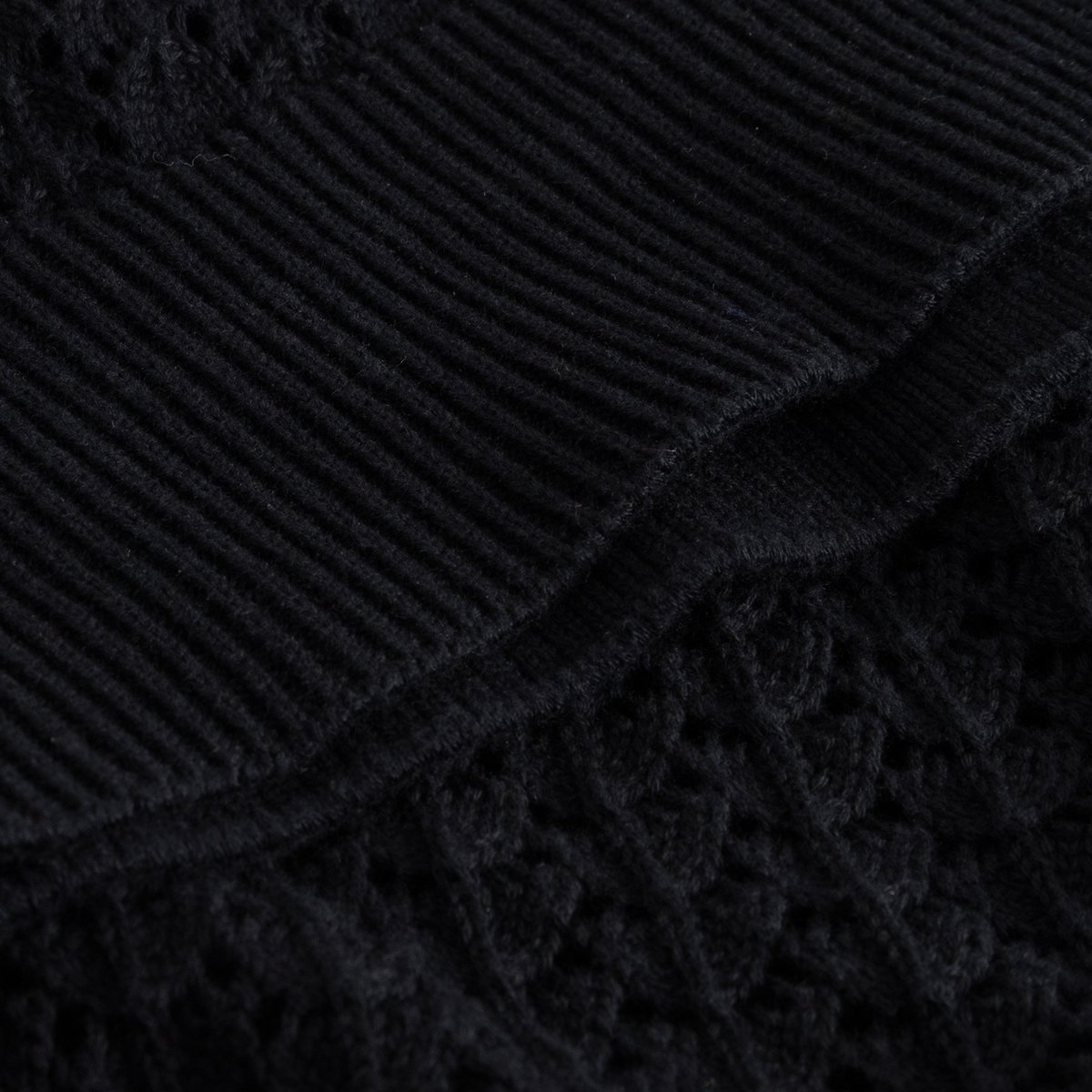 Knitted Cardigan Rosendal Crochet Black