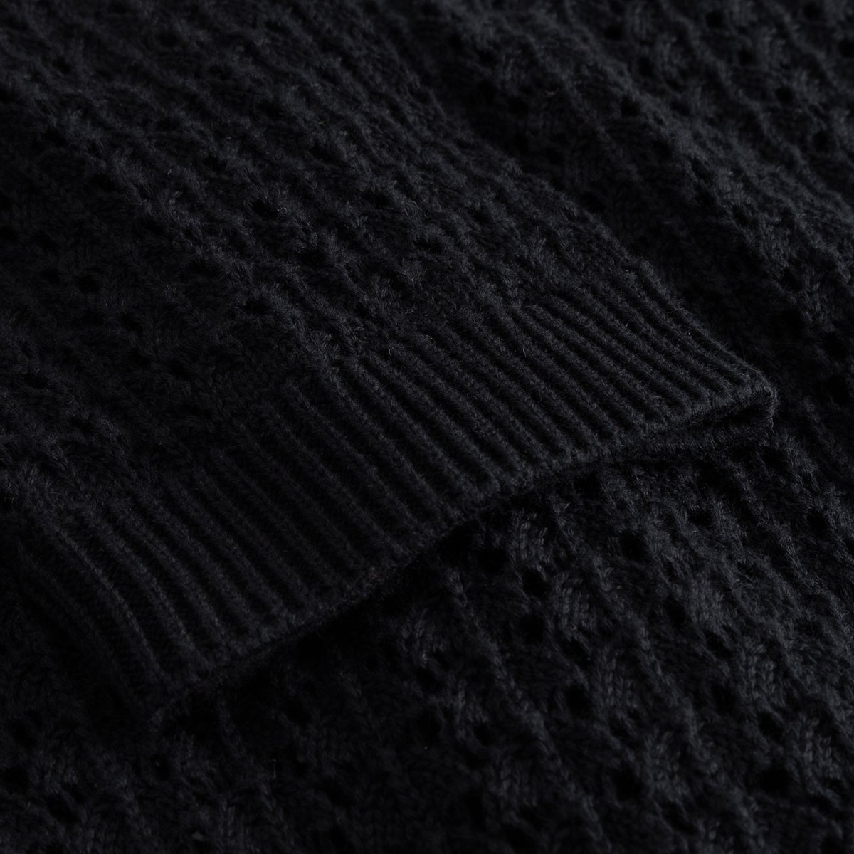 Knitted Cardigan Rosendal Crochet Black