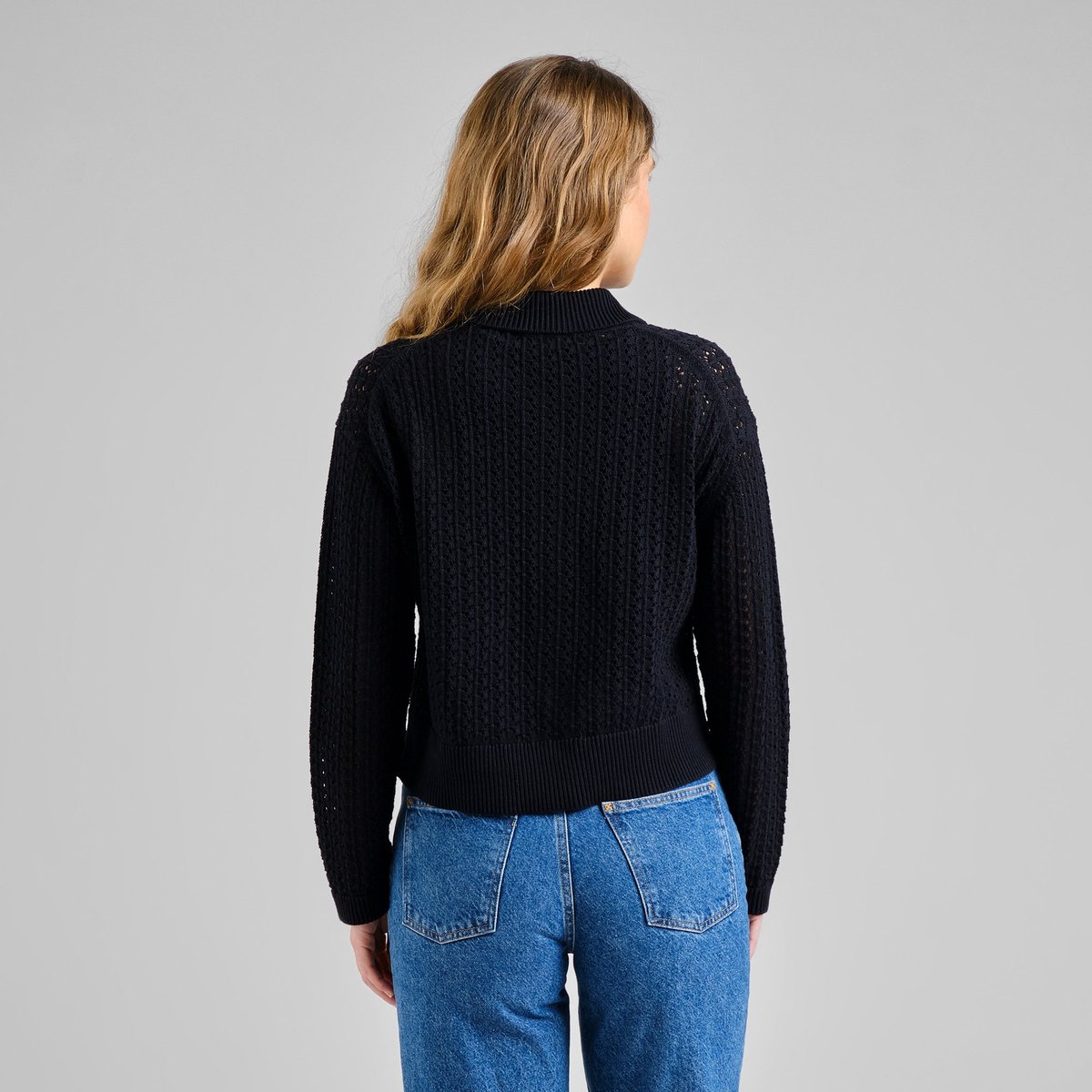 Knitted Cardigan Rosendal Crochet Black