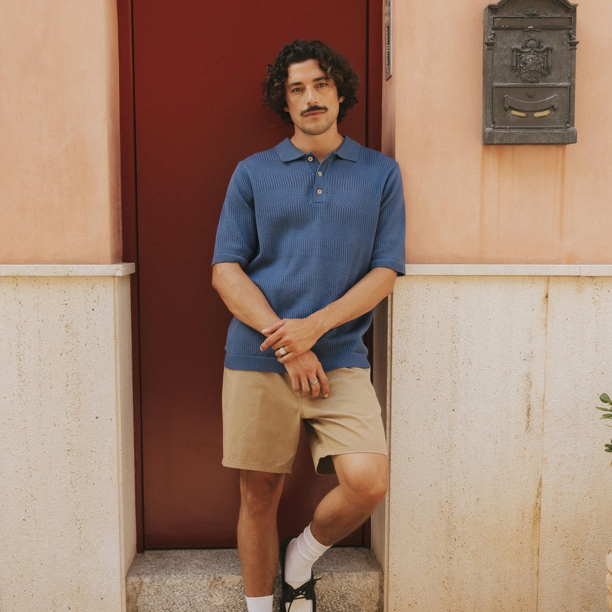 Knitted Polo Nogersund True Blue