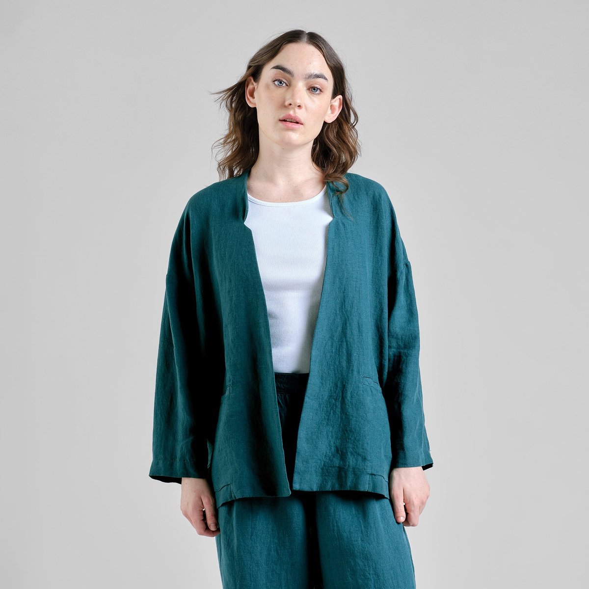 Loose Blazer Tanto Linen Mediterranea Green