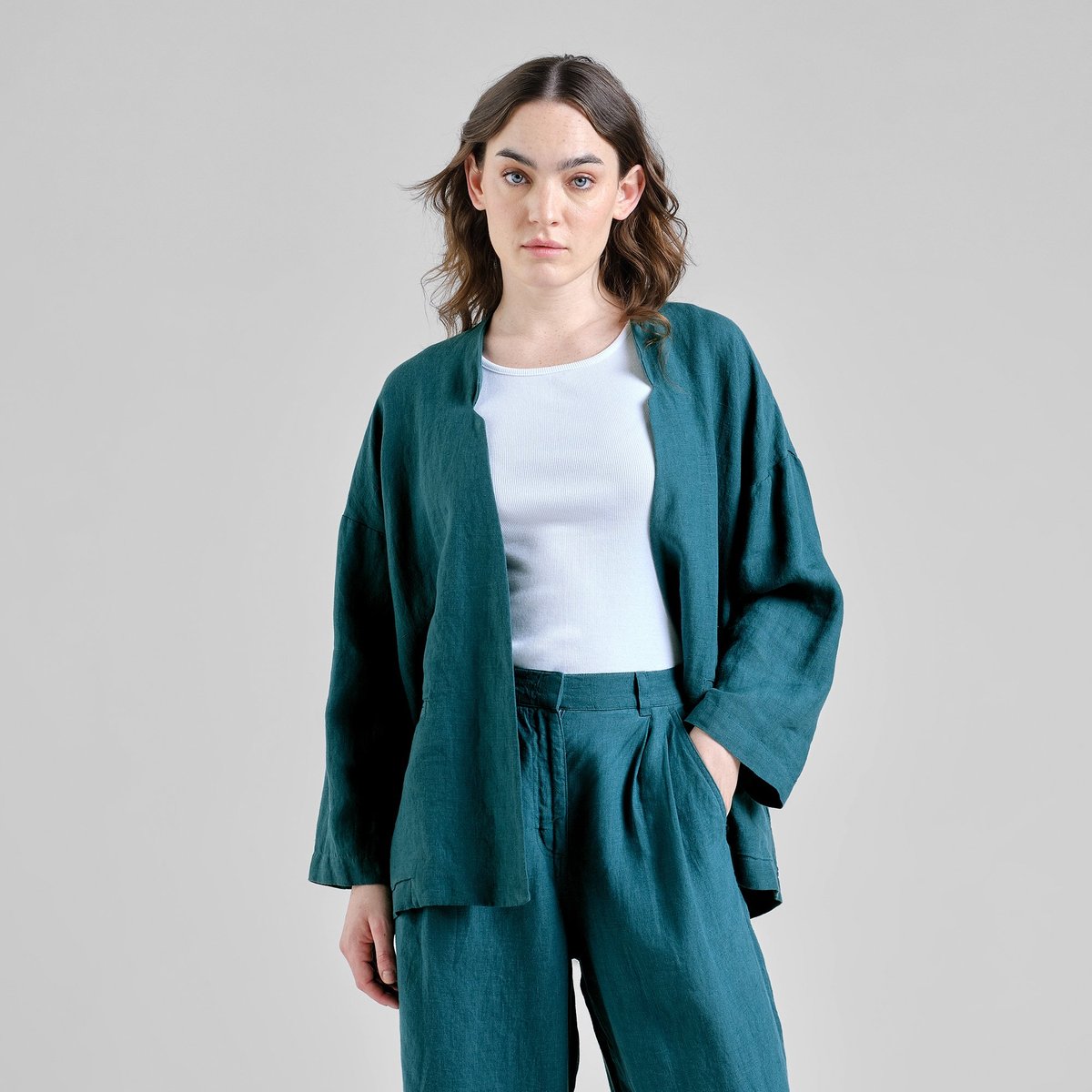 Loose Blazer Tanto Linen Mediterranea Green