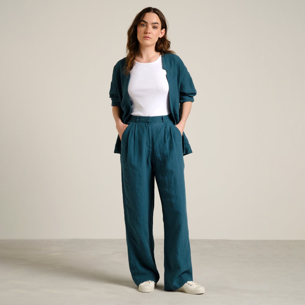 Pants Vickleby Linen Mediterranea Green