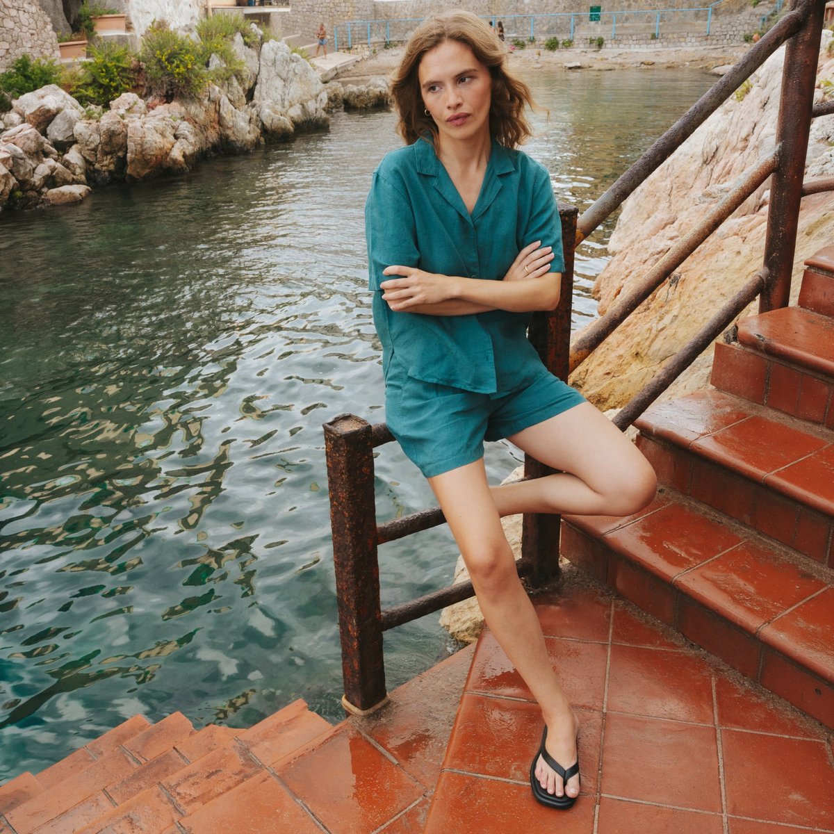 Shorts Djupvik Linen Mediterranea Green