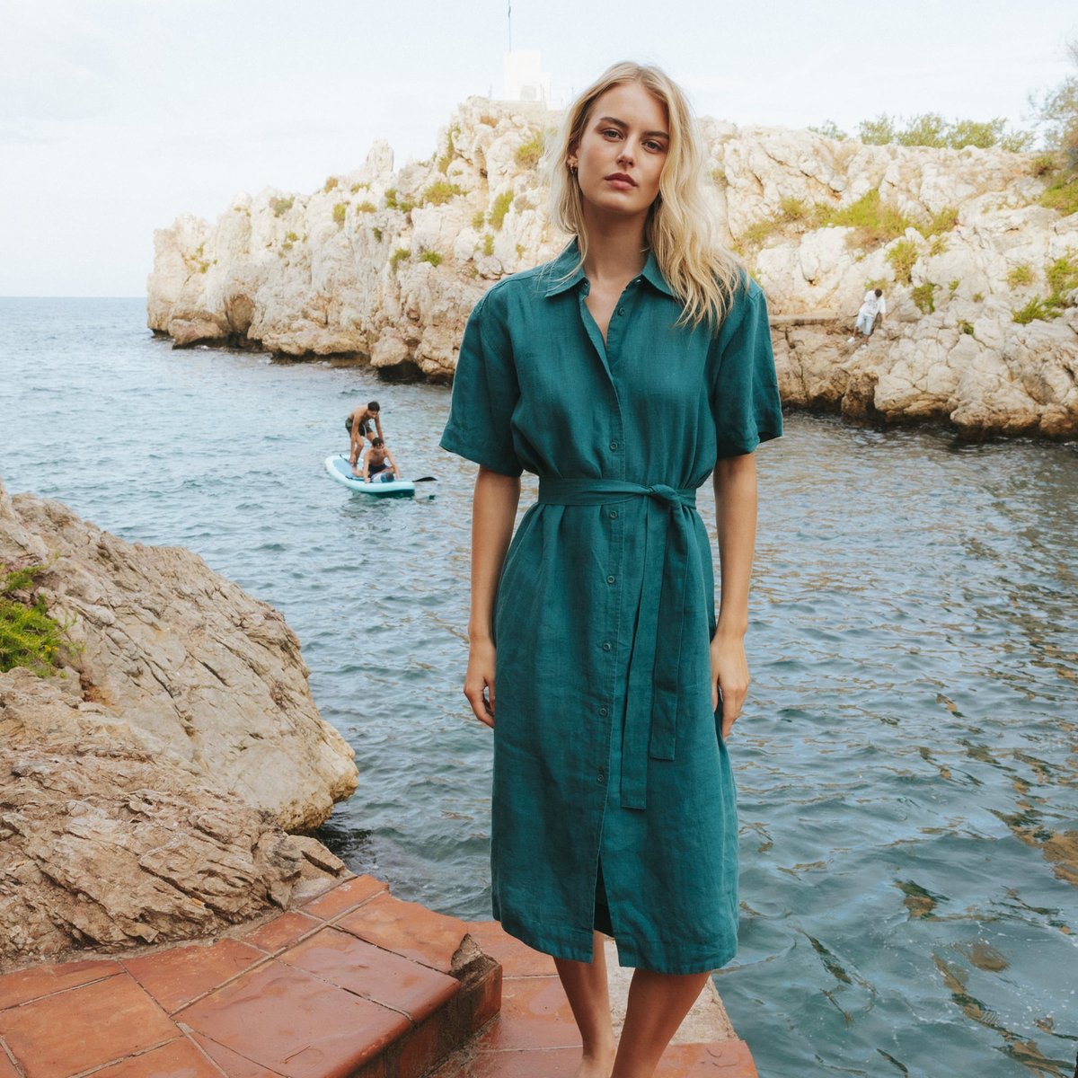 Shirt Dress Ripa Linen Mediterranea Green