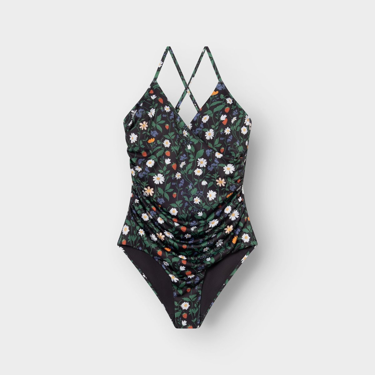 Wrap Swimsuit Klinte Strawberry Field Black