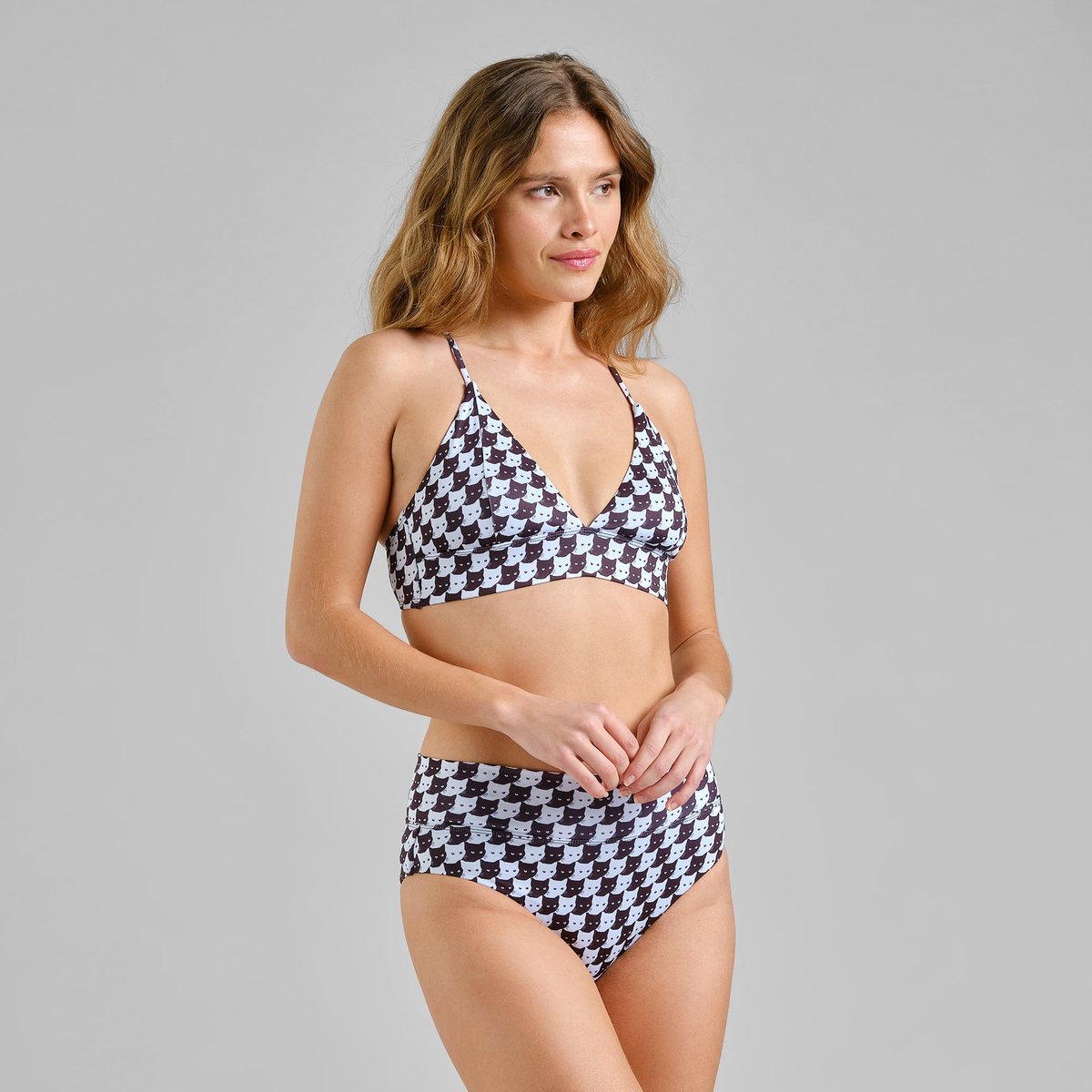 Bikini Top Alva Pepita Cats Black