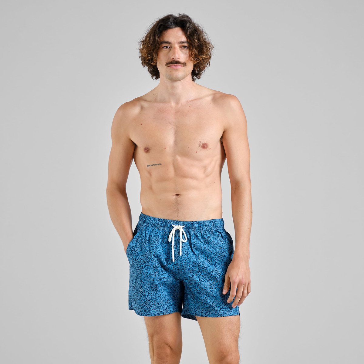 Swim Shorts Birka Paisley Leaf Blue