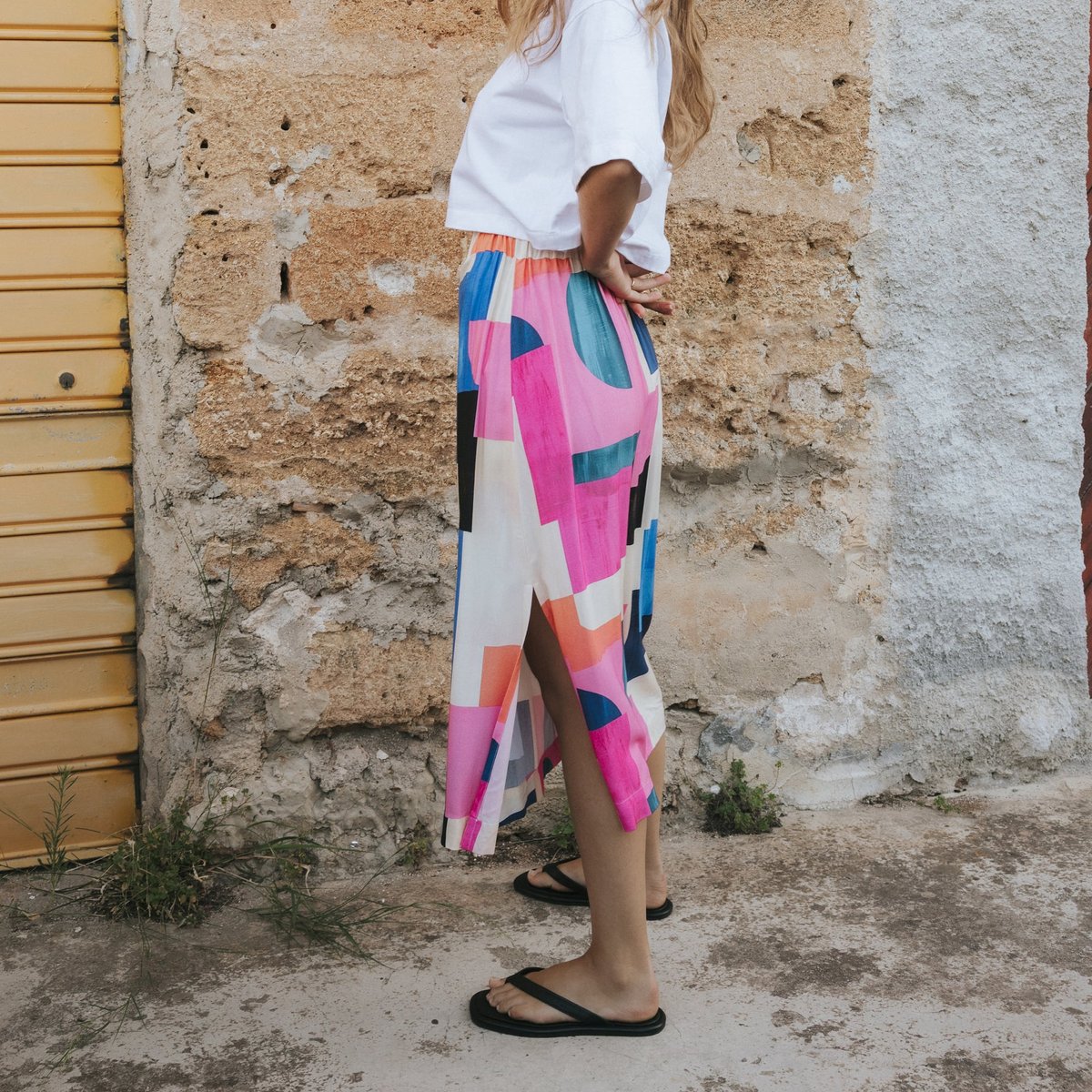 Skirt Viken Abstract Block Multi Color