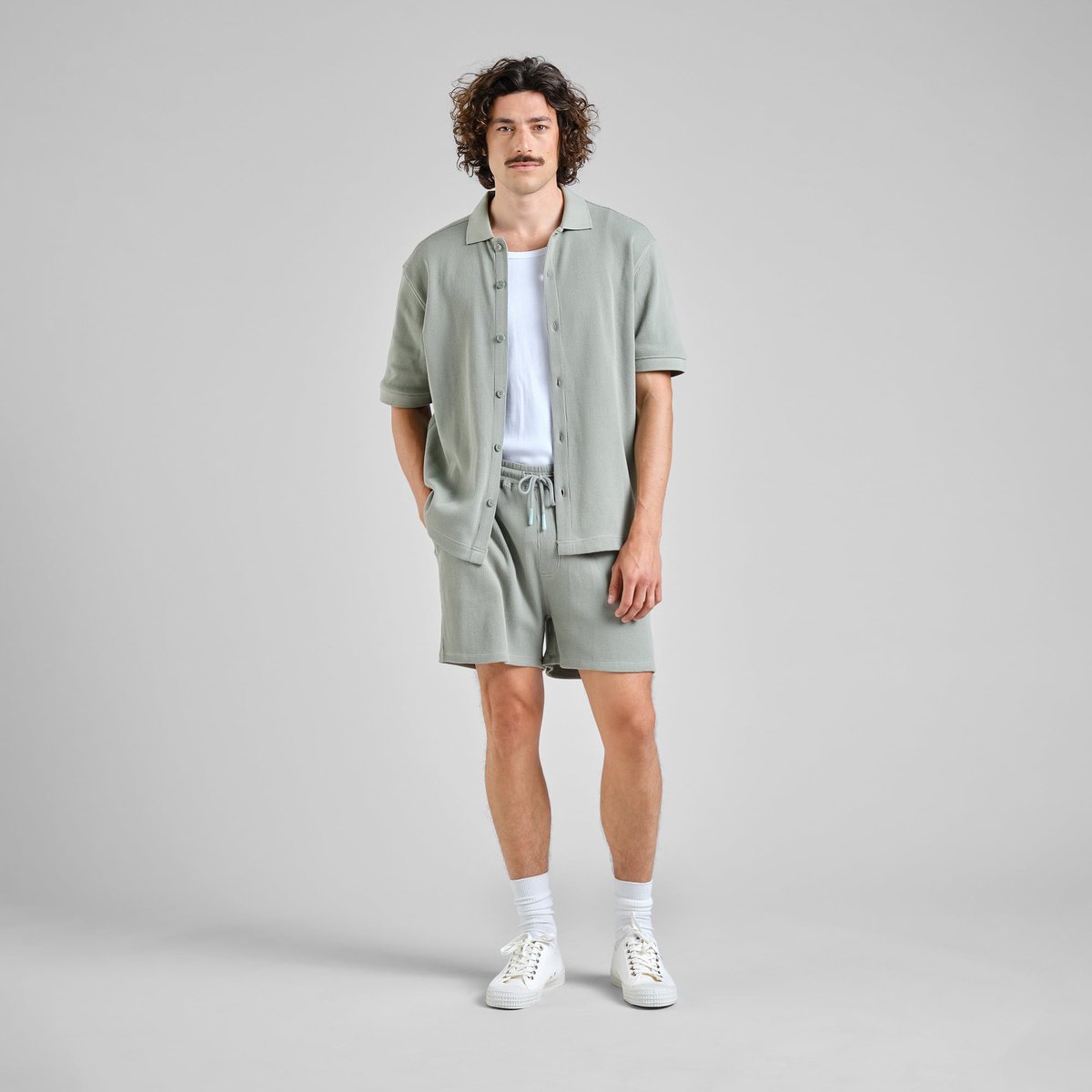 Shirt Falkvik Waffle Iceberg Green