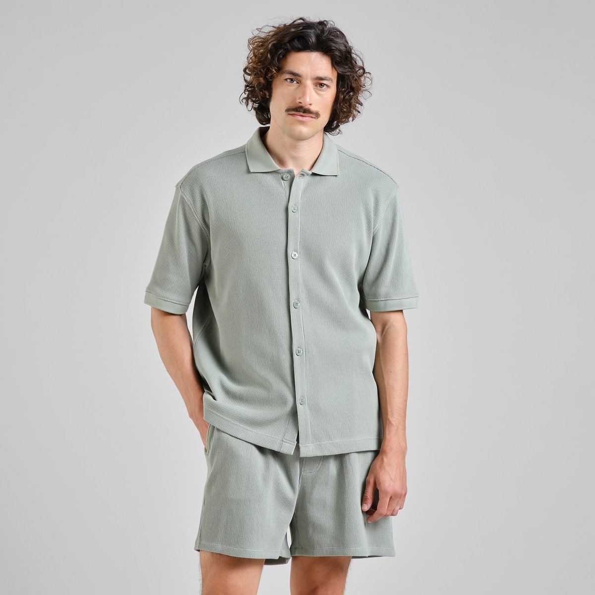 Shirt Falkvik Waffle Iceberg Green