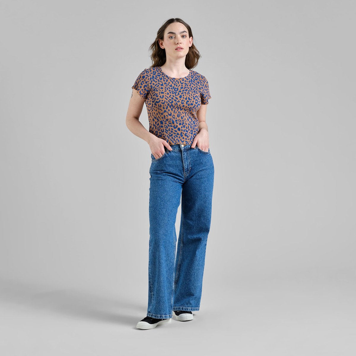 Rib Top Ven Leopard Light Brown