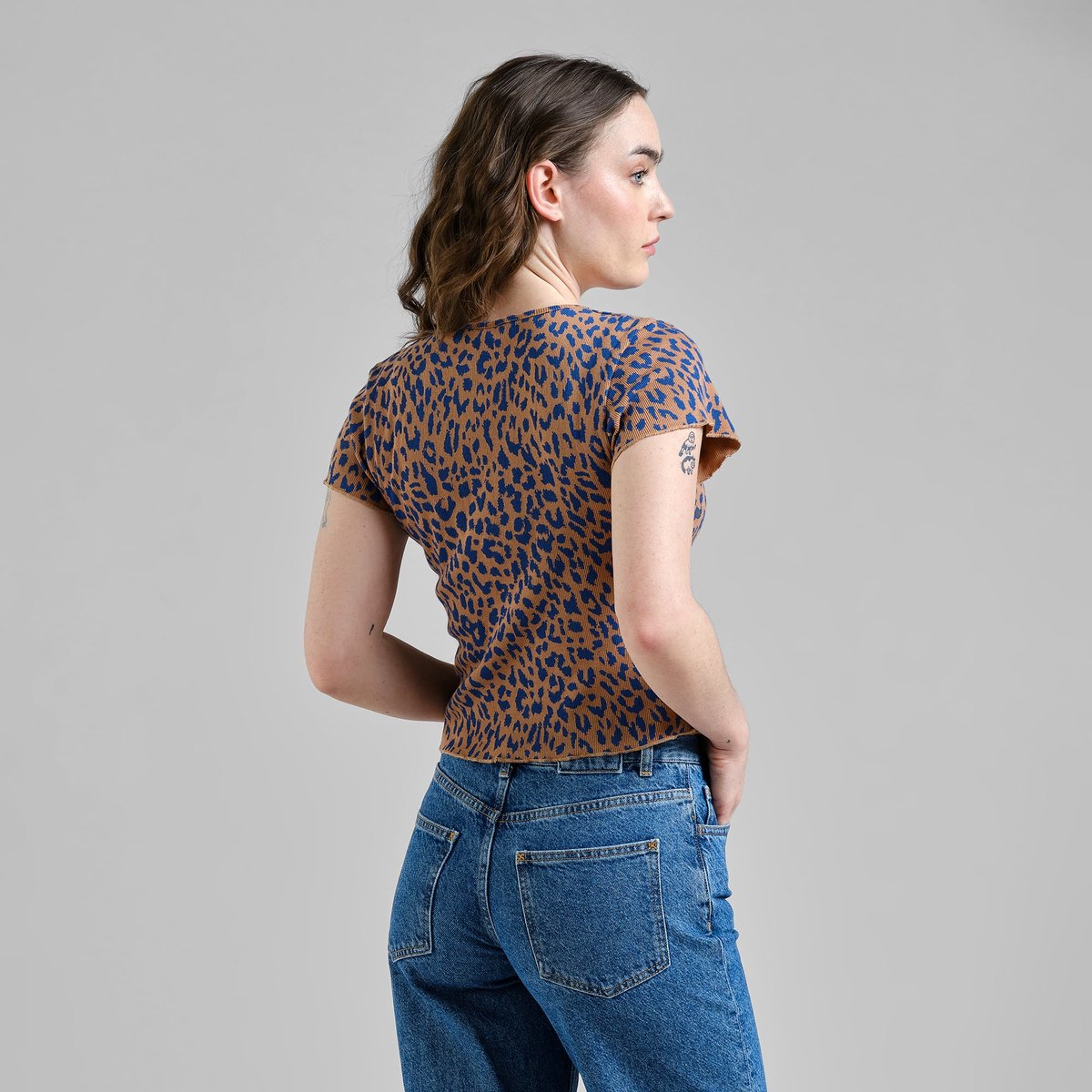 Rib Top Ven Leopard Light Brown