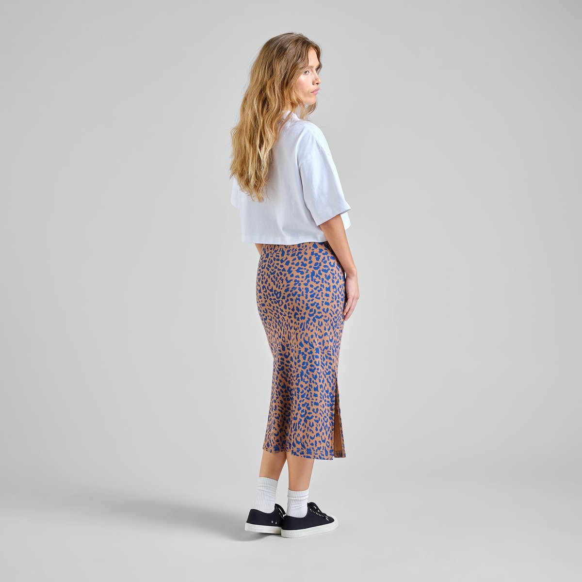 Rib Skirt Kvarnvik Leopard Light Brown