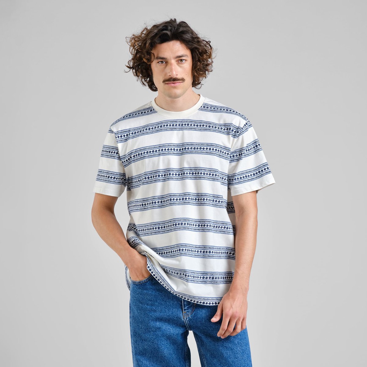 T-shirt Stockholm Floral Stripe Blue