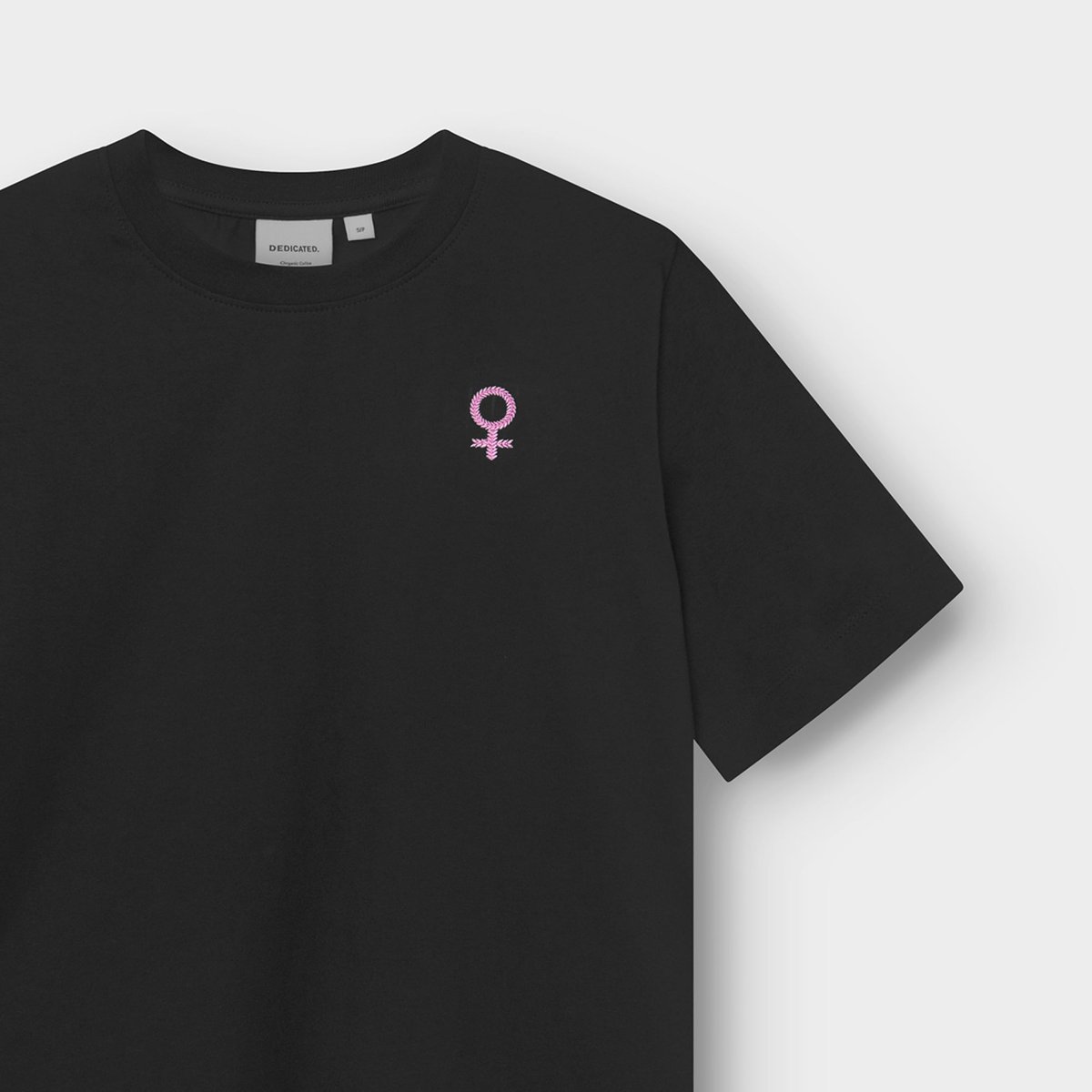 T-shirt Vadstena Femme Leaf EMB Black