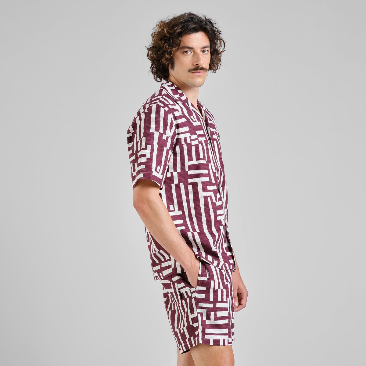 Shirt Marstrand Lines & Sticks Fig Red