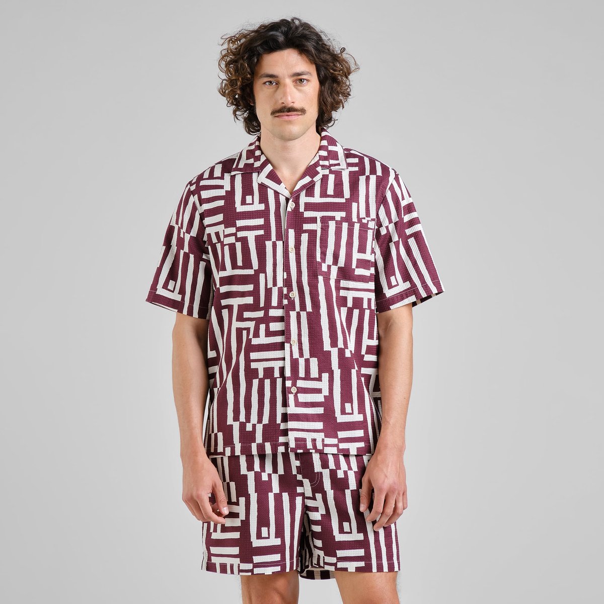 Shirt Marstrand Lines & Sticks Fig Red