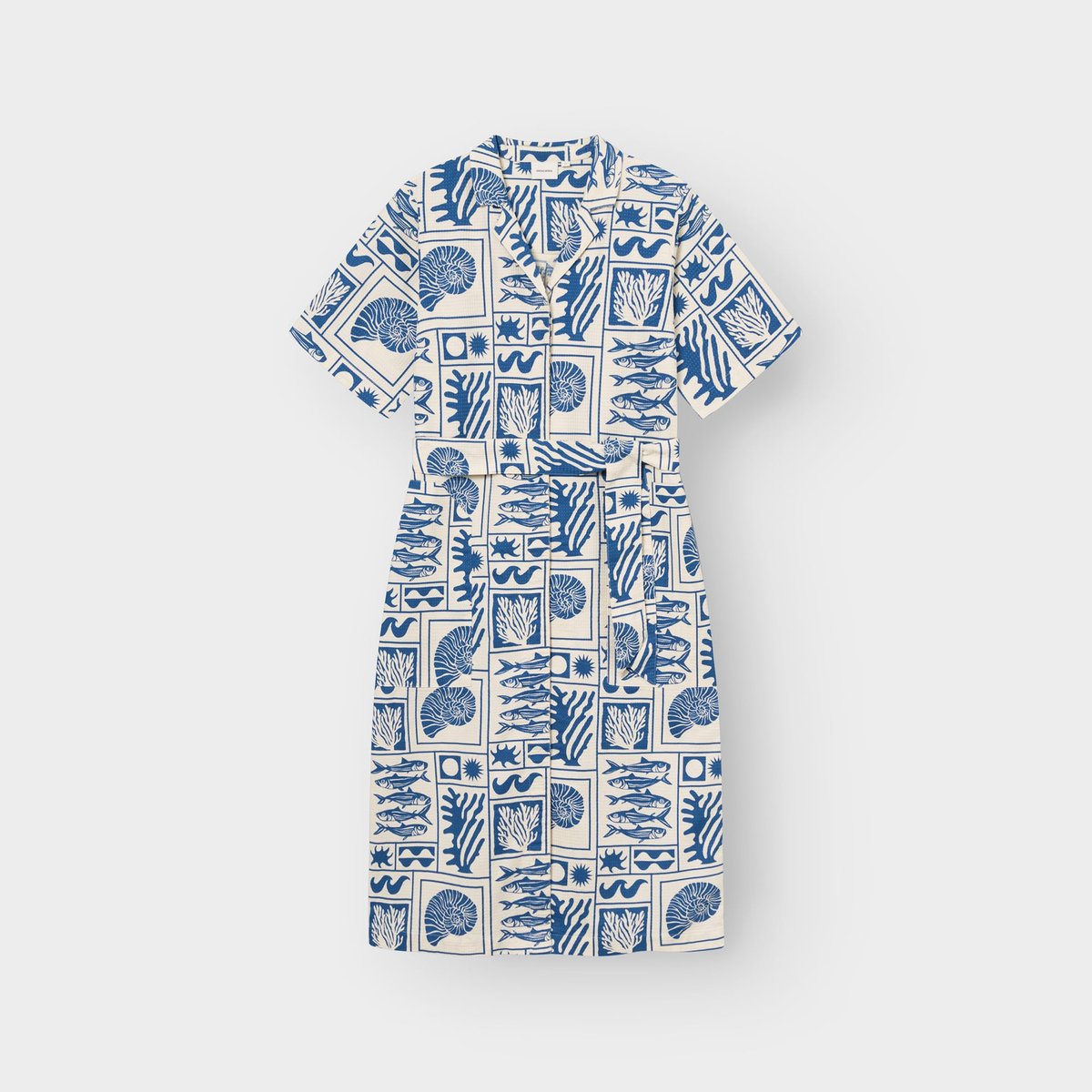 Shirt Dress Orrefors Ocean Squares Oat White