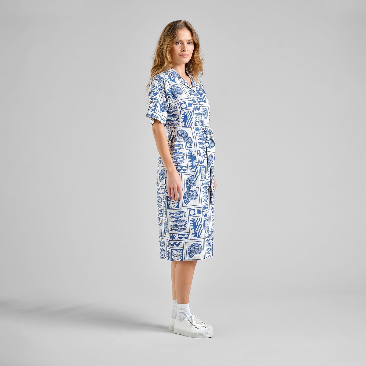 Shirt Dress Orrefors Ocean Squares Oat White