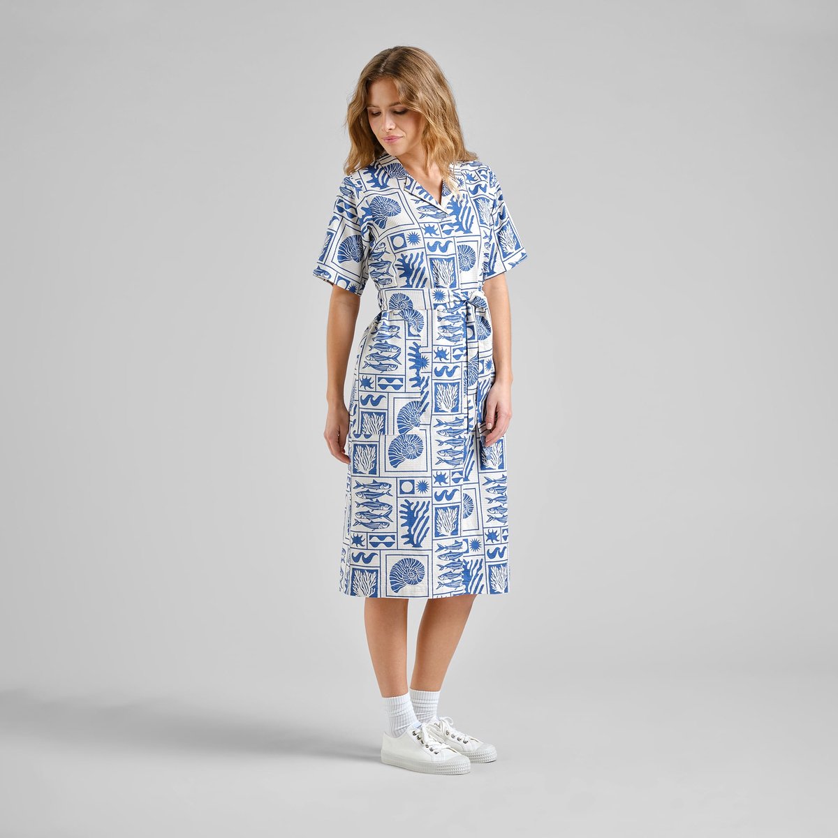 Shirt Dress Orrefors Ocean Squares Oat White
