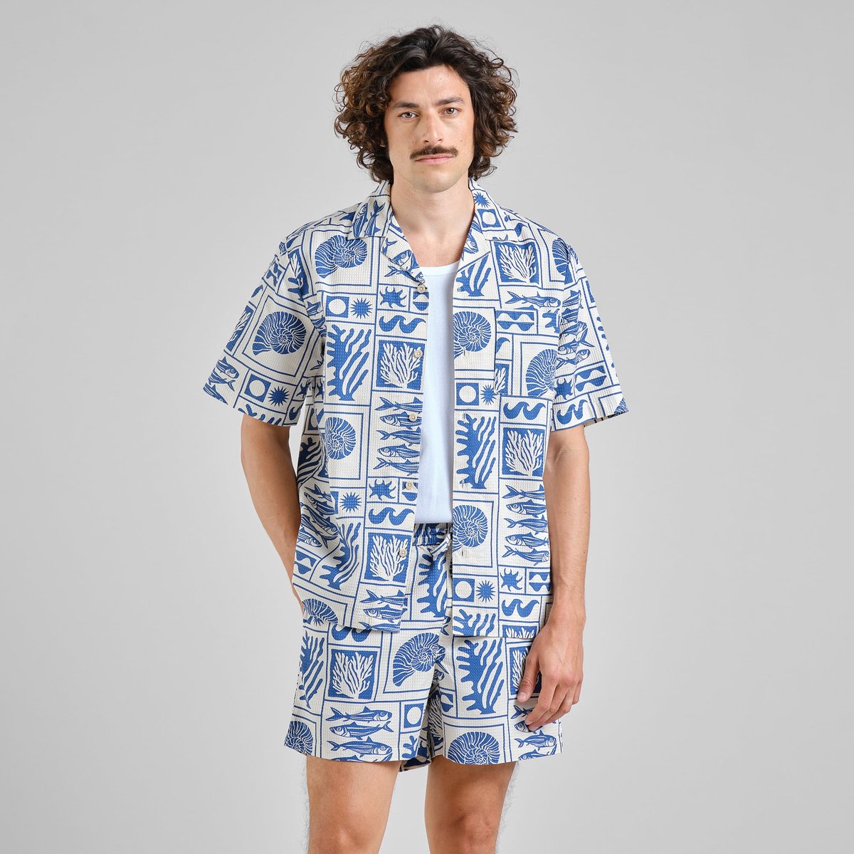 Shorts Essingen Ocean Squares Oat White