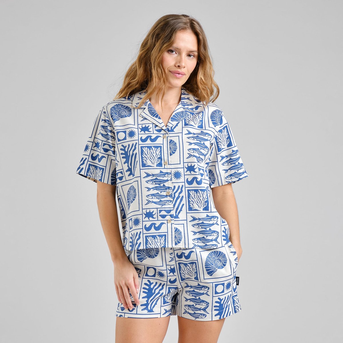 Shirt Torup Ocean Squares Oat White