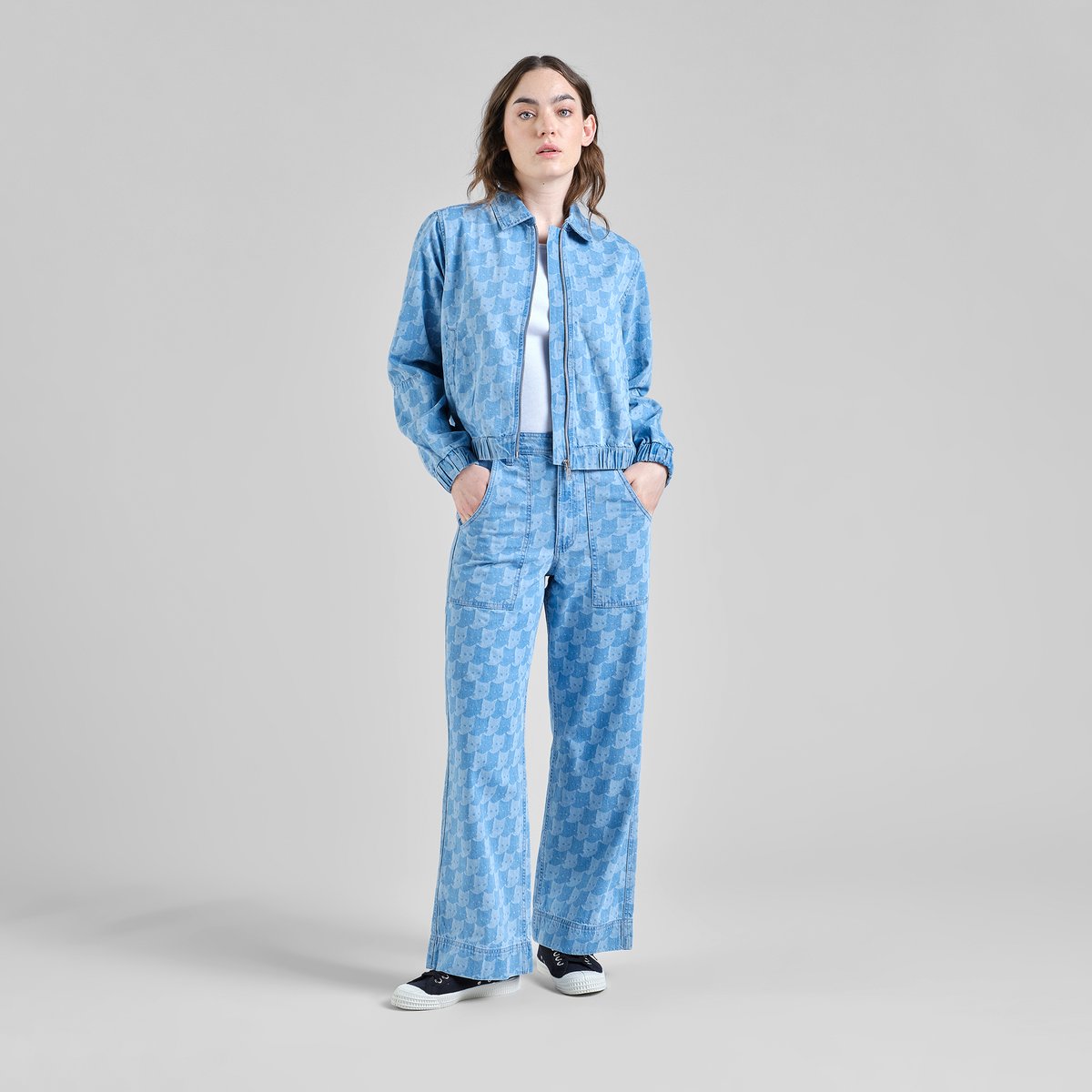 Workwear Pants Vara Denim Pepita Cats Light Blue
