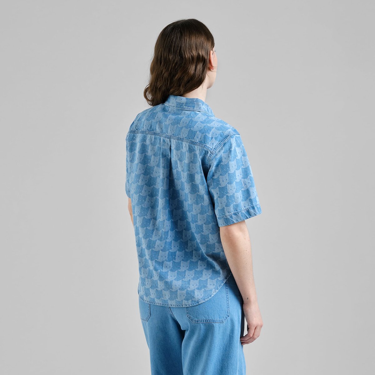 Shirt Stensvik Denim Pepita Cats Light Blue