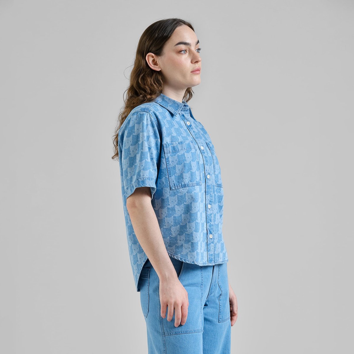Shirt Stensvik Denim Pepita Cats Light Blue