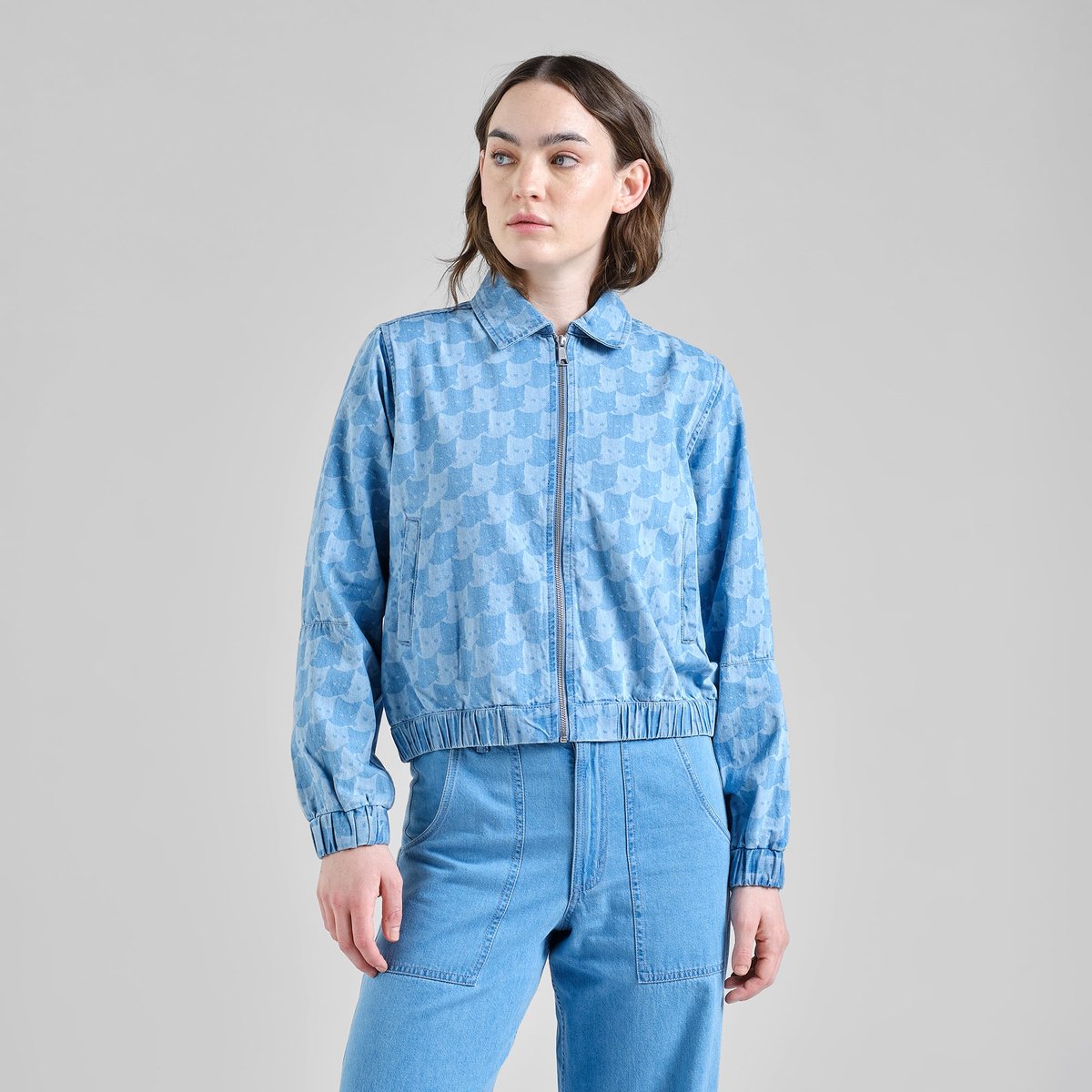 Jacket Sunna Denim Pepita Cats Light Blue