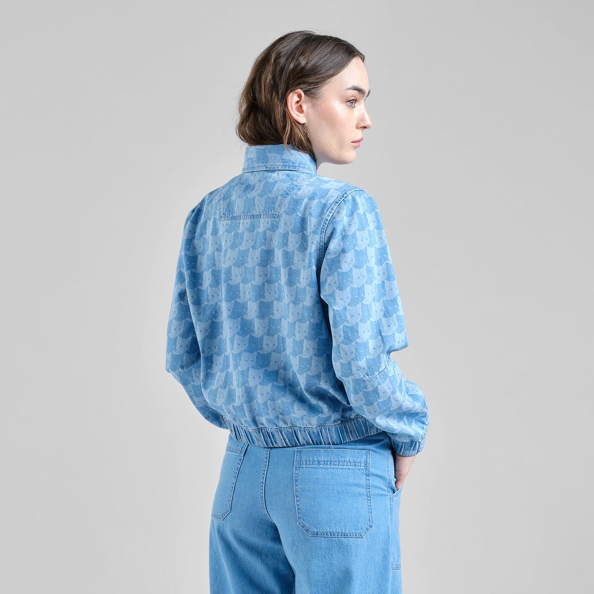 Jacket Sunna Denim Pepita Cats Light Blue