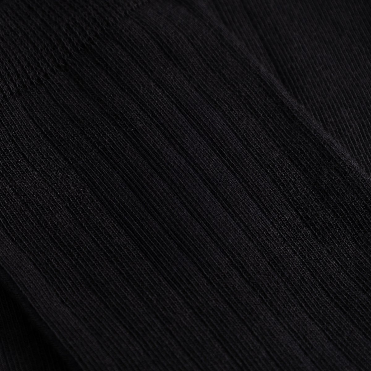 A detailed close-up of the fine ribbed texture on the black Knivsta socks.