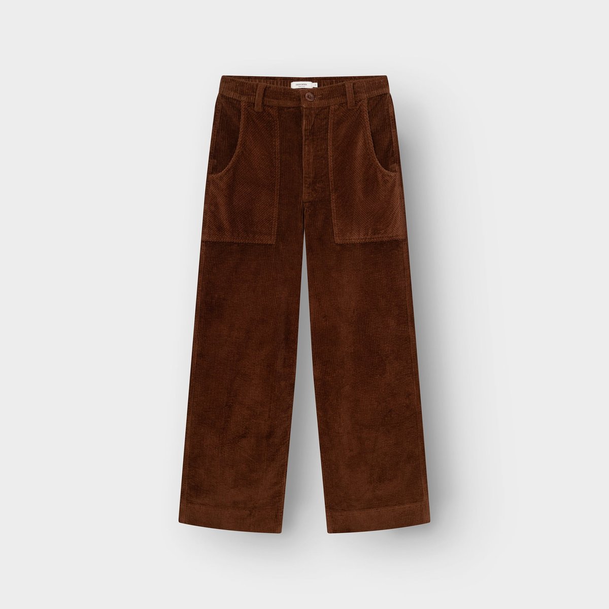 A pair of women's Workwear Pants Vara in rich Cappuccino Brown corduroy, shown from the front against a neutral background.