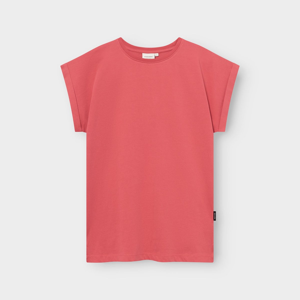 A studio shot of the Dedicated T-shirt Visby Base in a vibrant Holly Red, perfect for adding a pop of color to your day.