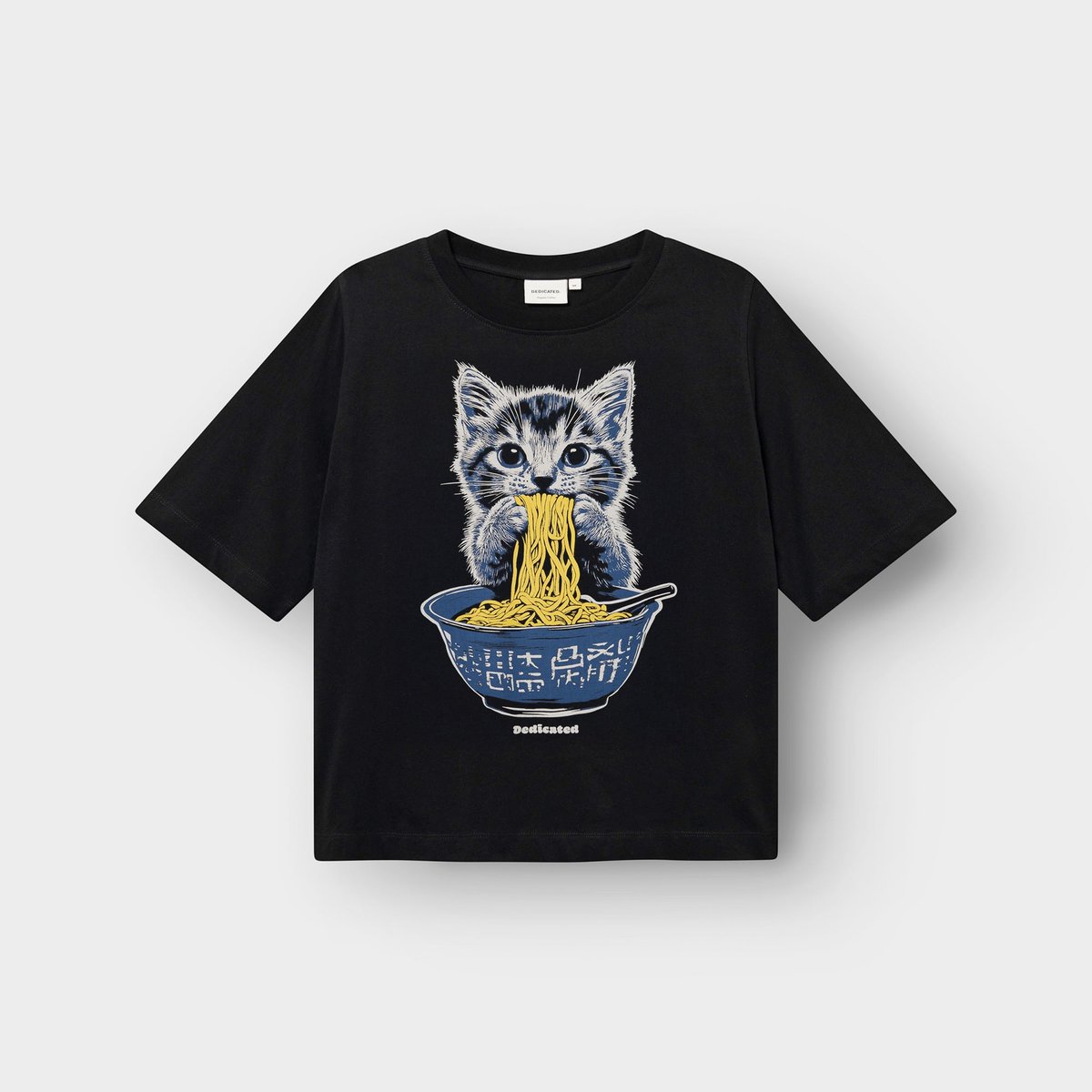T-shirt Vadstena Cat and Noodles Black