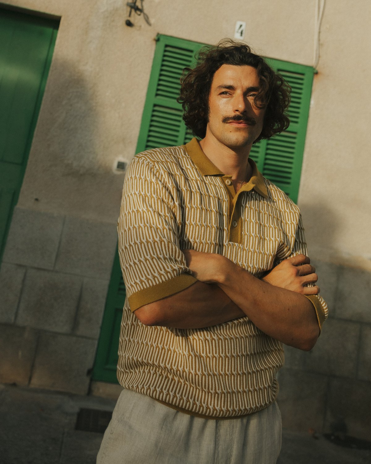 Knitted Polo Nogersund Bronze Yellow