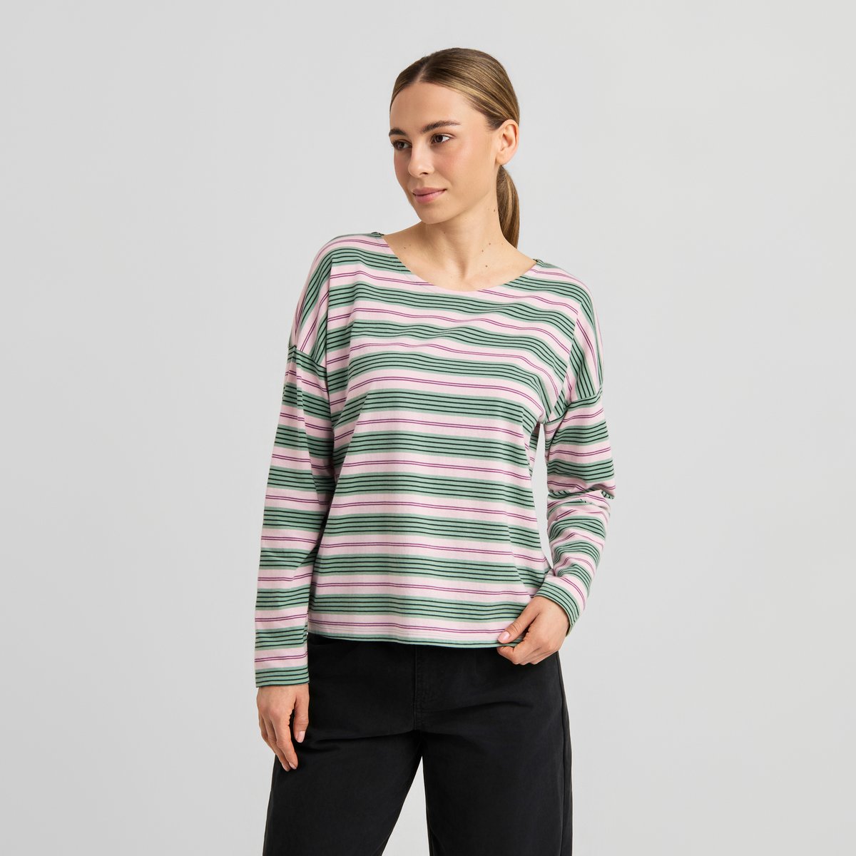 Top Humledal Retro Stripe Granite Green