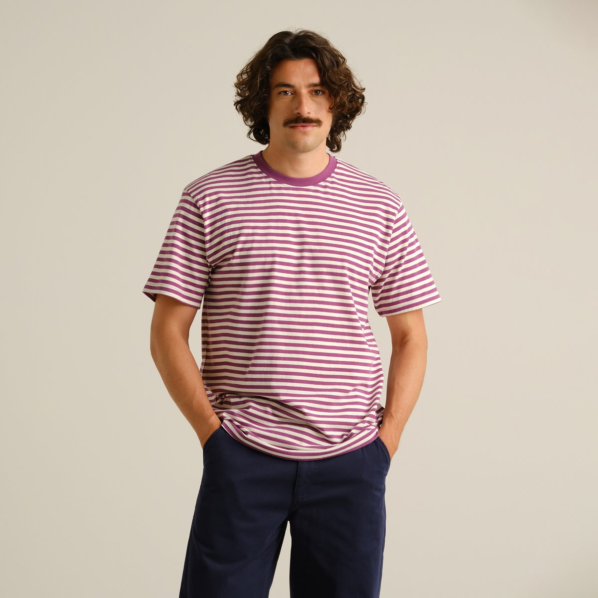 T-shirt Stockholm Stripes Purple/Off-White