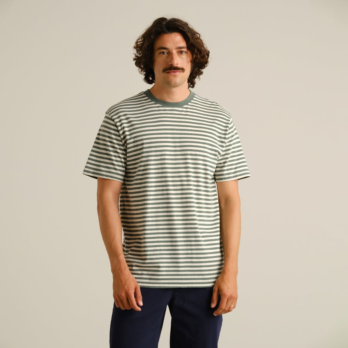 T-shirt Stockholm Stripes Green/Off-White